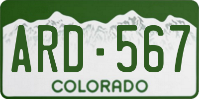 CO license plate ARD567