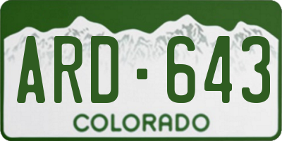 CO license plate ARD643