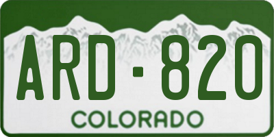 CO license plate ARD820