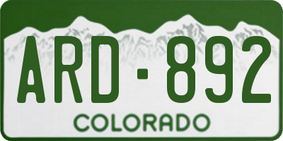 CO license plate ARD892