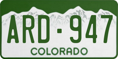 CO license plate ARD947