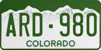 CO license plate ARD980