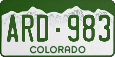 CO license plate ARD983