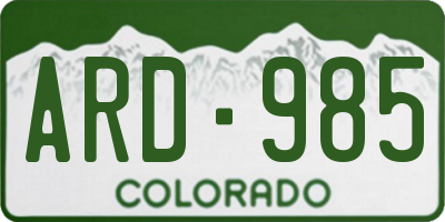 CO license plate ARD985