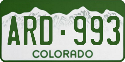 CO license plate ARD993