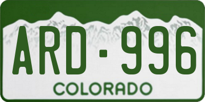 CO license plate ARD996