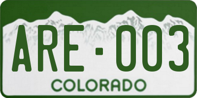 CO license plate ARE003