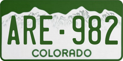 CO license plate ARE982