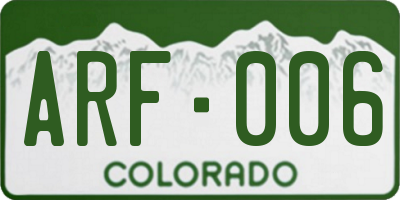 CO license plate ARF006