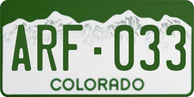 CO license plate ARF033