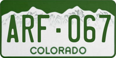 CO license plate ARF067