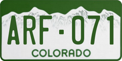 CO license plate ARF071