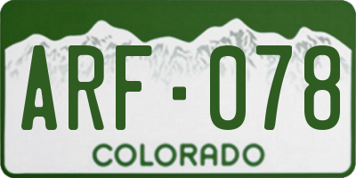 CO license plate ARF078