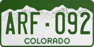 CO license plate ARF092
