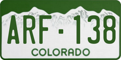 CO license plate ARF138