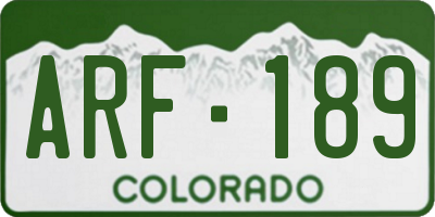 CO license plate ARF189