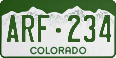 CO license plate ARF234
