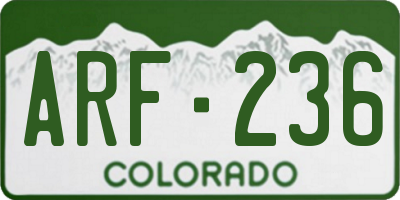 CO license plate ARF236