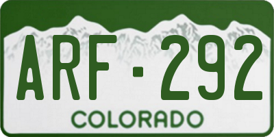 CO license plate ARF292