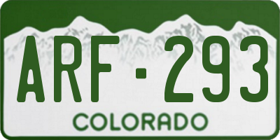 CO license plate ARF293