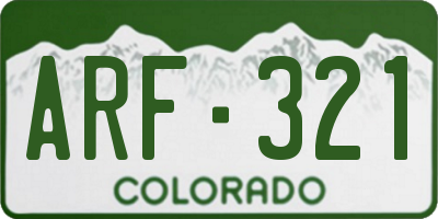 CO license plate ARF321