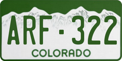 CO license plate ARF322