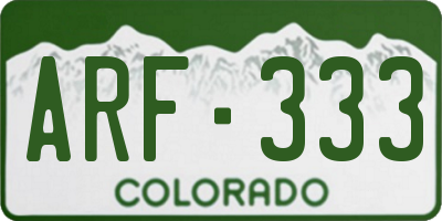 CO license plate ARF333