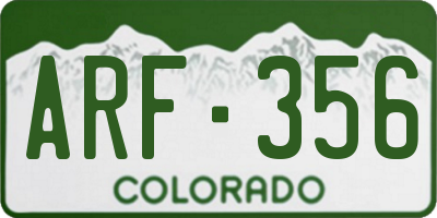 CO license plate ARF356