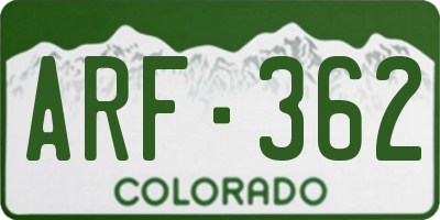 CO license plate ARF362