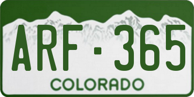 CO license plate ARF365