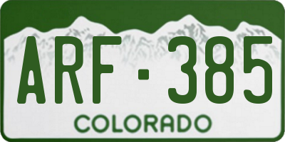 CO license plate ARF385
