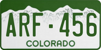 CO license plate ARF456