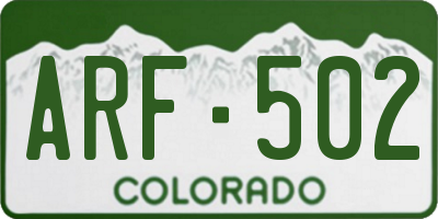 CO license plate ARF502