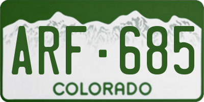 CO license plate ARF685
