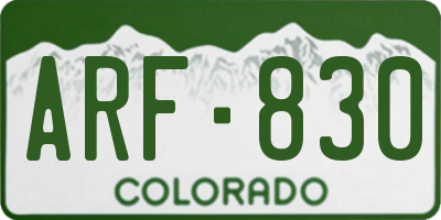 CO license plate ARF830