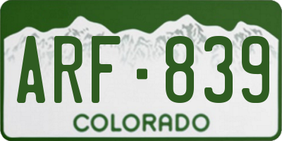 CO license plate ARF839