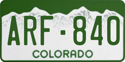CO license plate ARF840