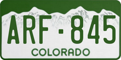 CO license plate ARF845