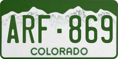 CO license plate ARF869