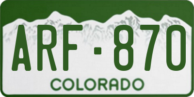 CO license plate ARF870