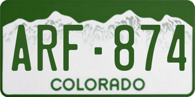 CO license plate ARF874