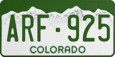 CO license plate ARF925