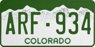 CO license plate ARF934