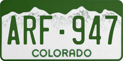 CO license plate ARF947