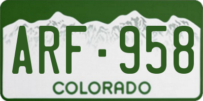 CO license plate ARF958