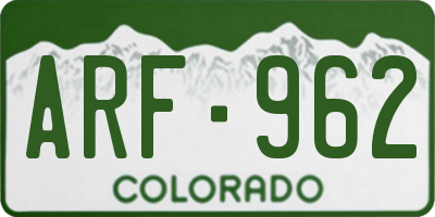 CO license plate ARF962