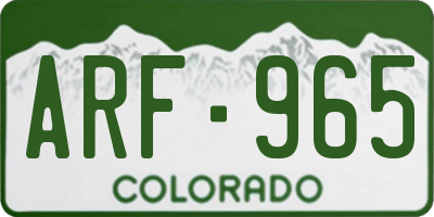 CO license plate ARF965