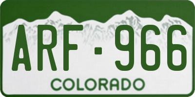 CO license plate ARF966