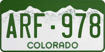 CO license plate ARF978