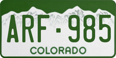 CO license plate ARF985